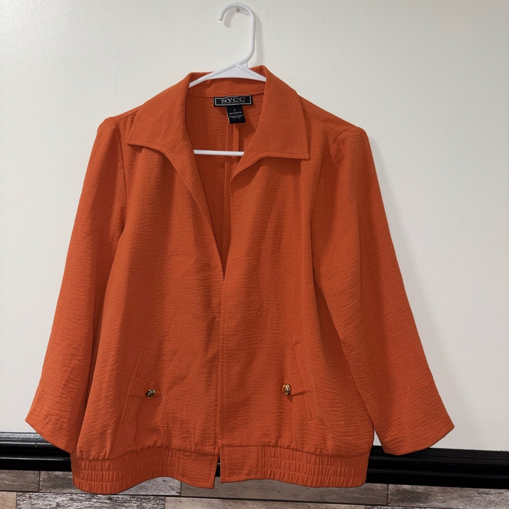 NYC Rust Orange Women's Open Jacket Long Sleeve Size Small